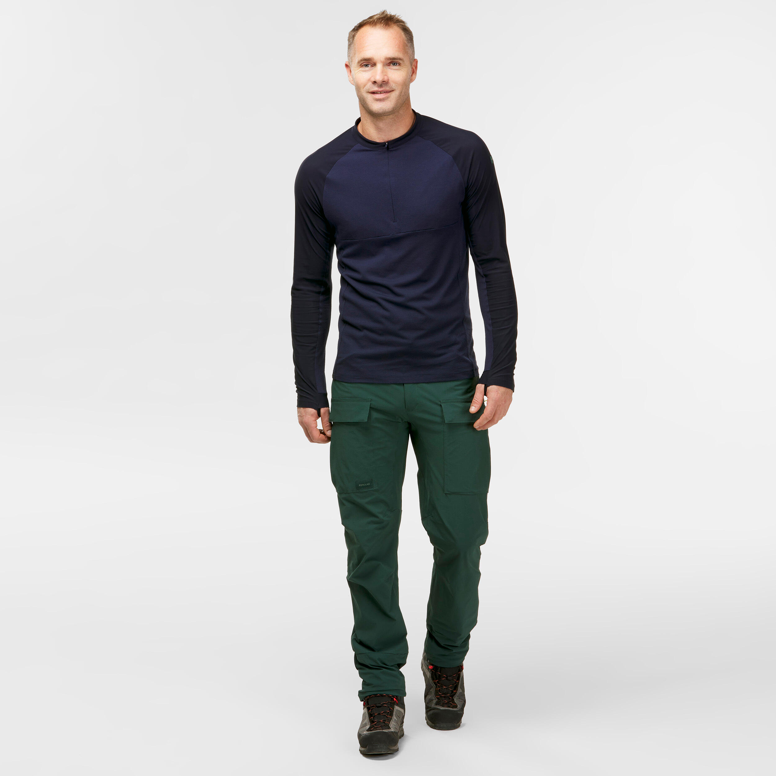 Men Merino Wool Full Sleeve T-Shirt Blue - Travel 900