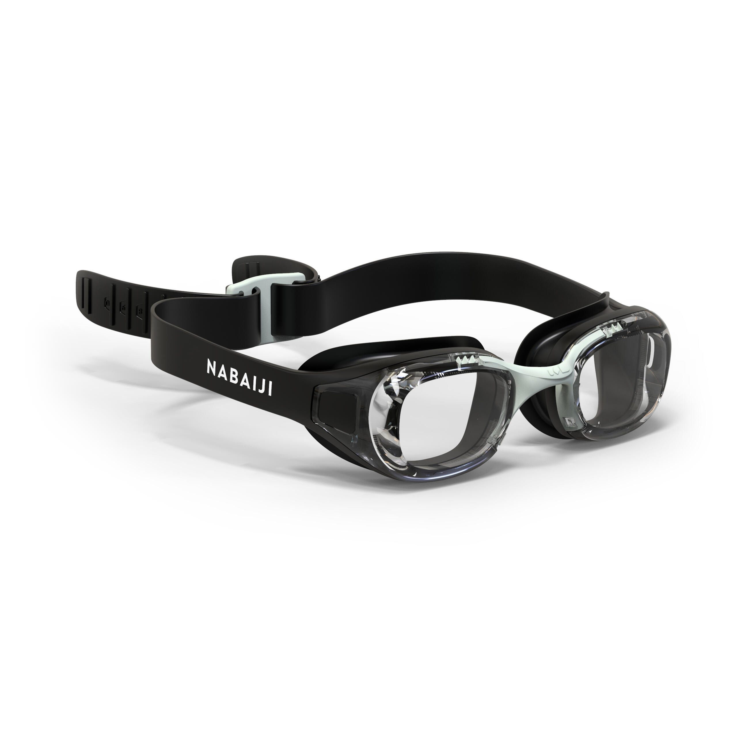 NABAIJI XBASE 100 Corrective Adult Swimming Goggles Clear Lenses - Black