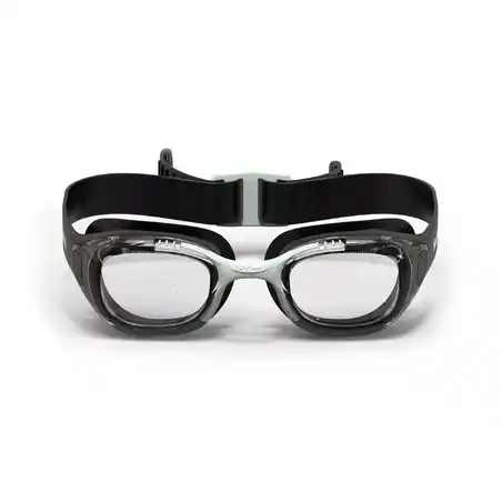 SWIMMING GOGGLES XBASE OPTICAL SHORT-SIGHTEDNESS CORRECTION CLEAR LENSES - BLACK