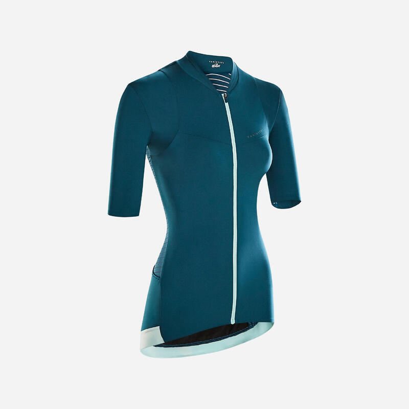 maillot vélo manches courtes Racer femme emeraude