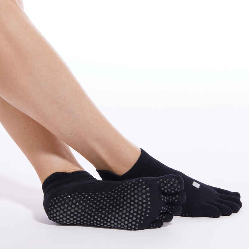 Αντιολισθητικές κάλτσες με δάχτυλα για yoga - Μαύρο