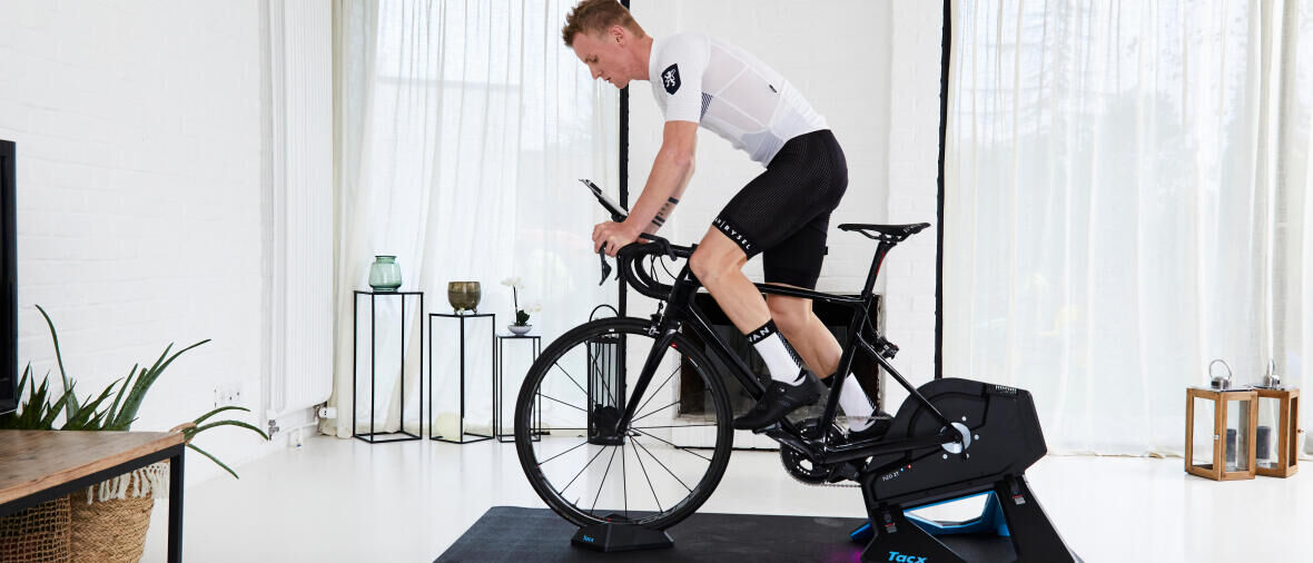 Man on a home trainer