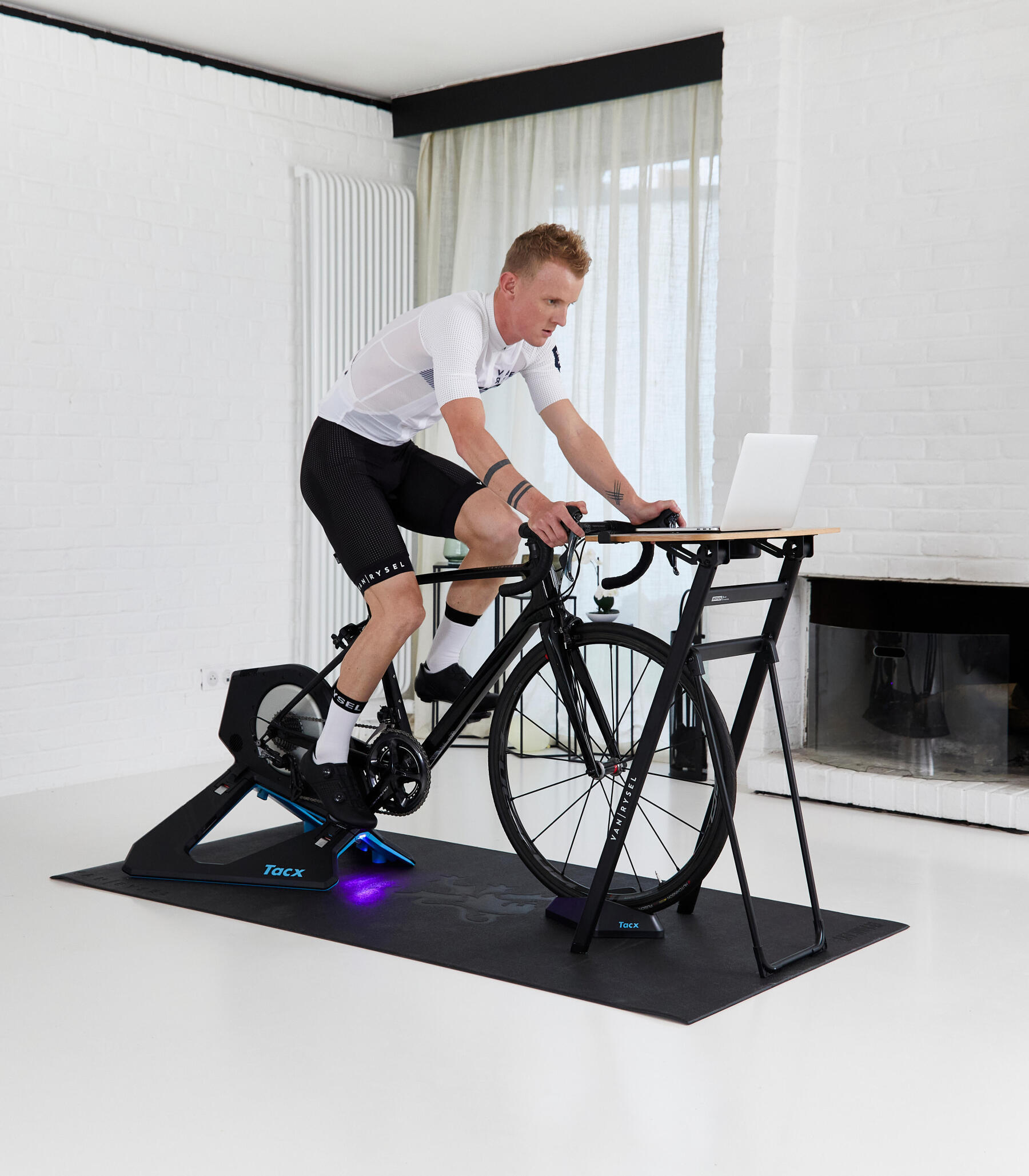 Man on a home trainer