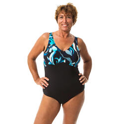 Badpak voor aquagym Romi Flo zwart/roze