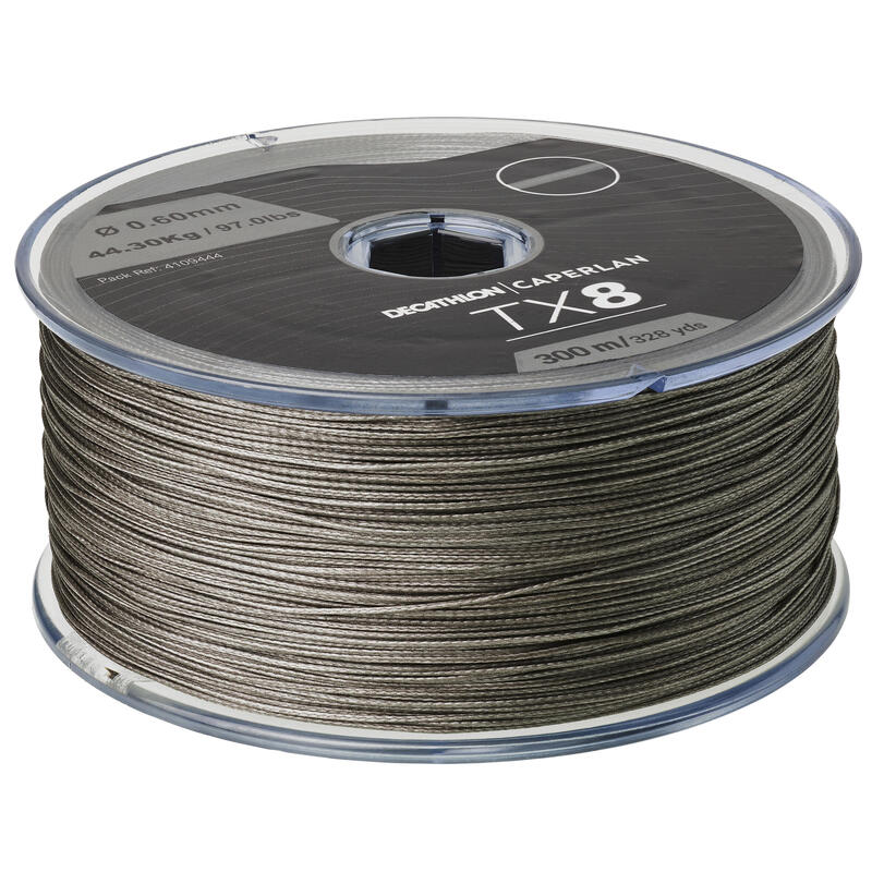 TRESSE PECHE AU SILURE ET GROS CARNASSIERS TX8 GRISE 300M 60/100