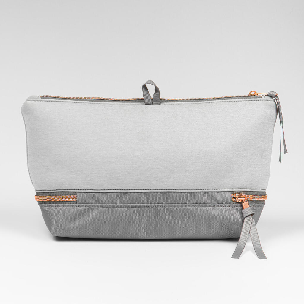 Bolsita gris de danza multi-compartimentos para zapatillas y accesorios