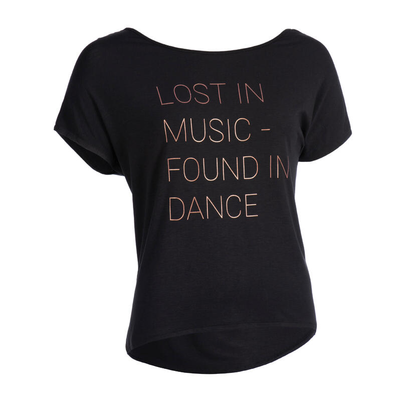 T-shirt fluida donna con stampa danza moderna nera