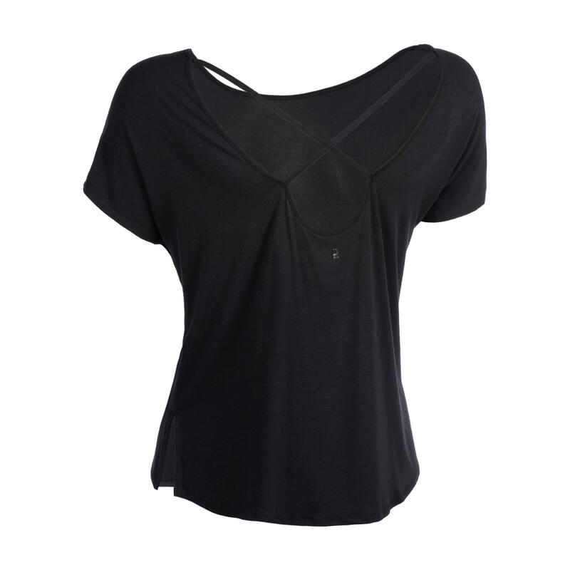 T-shirt fluida donna con stampa danza moderna nera