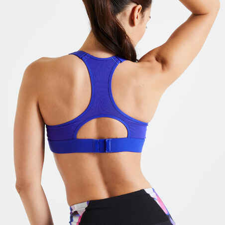 Women's Cardio Fitness Training Bra 900 - White/Blue Print