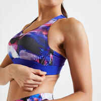 Women's Cardio Fitness Training Bra 900 - White/Blue Print