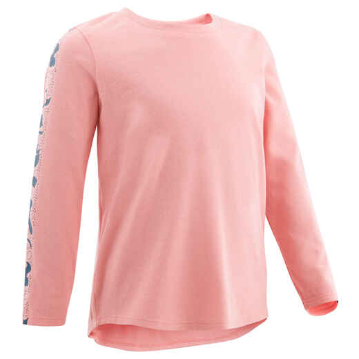 
      Girls' and Boys' Long-Sleeved Baby Gym T-Shirt 100 - Pink/Blue
  