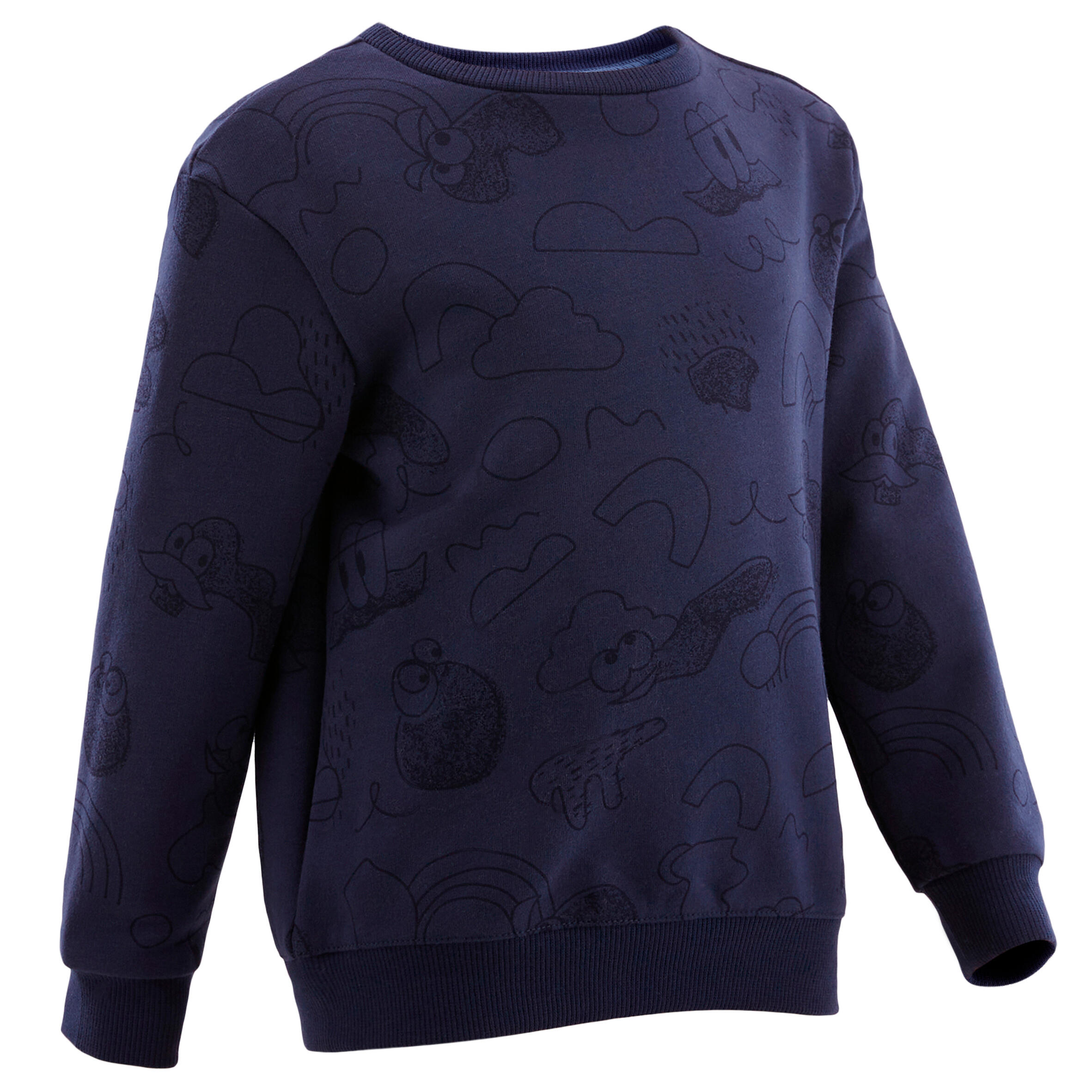 DOMYOS Kids' Baby Gym Sweatshirt Decatoons - Navy Blue Print