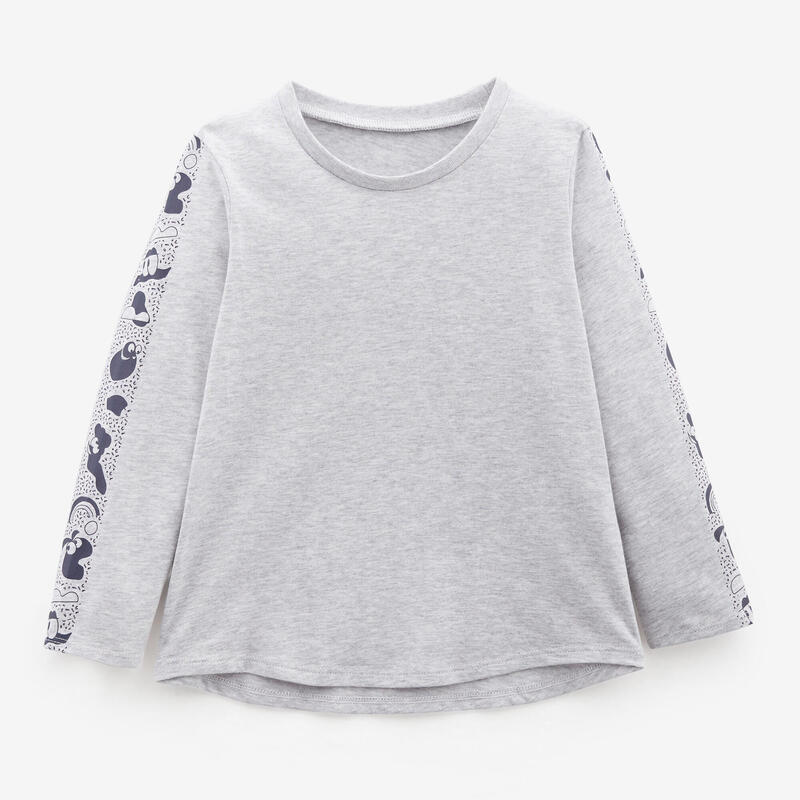 T-shirt manches longues enfant coton - Basique Gris avec motifs
