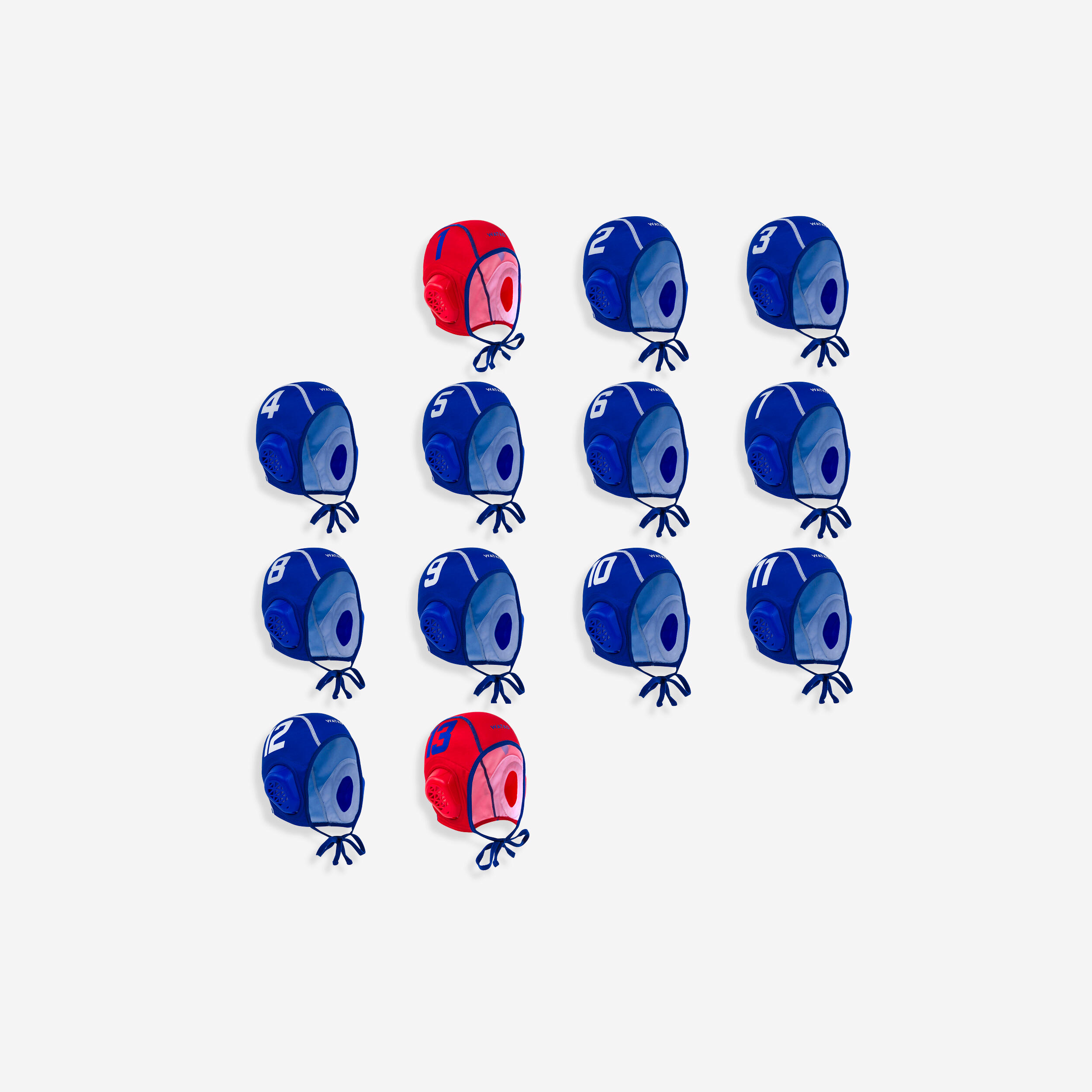 ADULT’S WATER POLO CAPS 900 SET OF 13 - BLUE 1/7