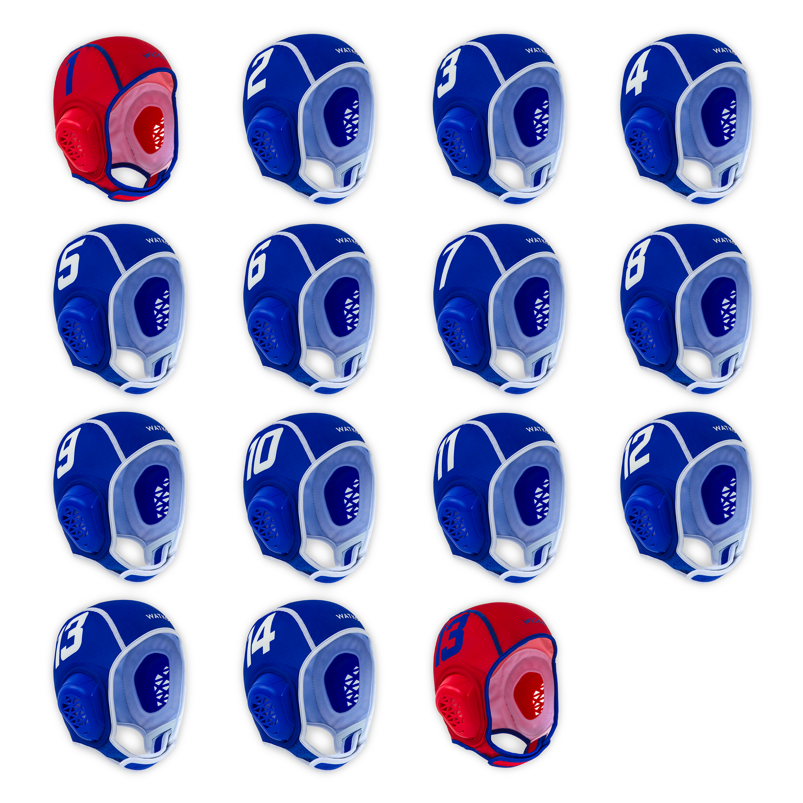 Lot de 15 bonnets water polo junior easyplay bleu