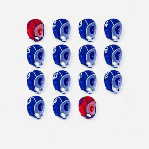 
      Set of 15 blue Easyplay kid's water polo caps
  