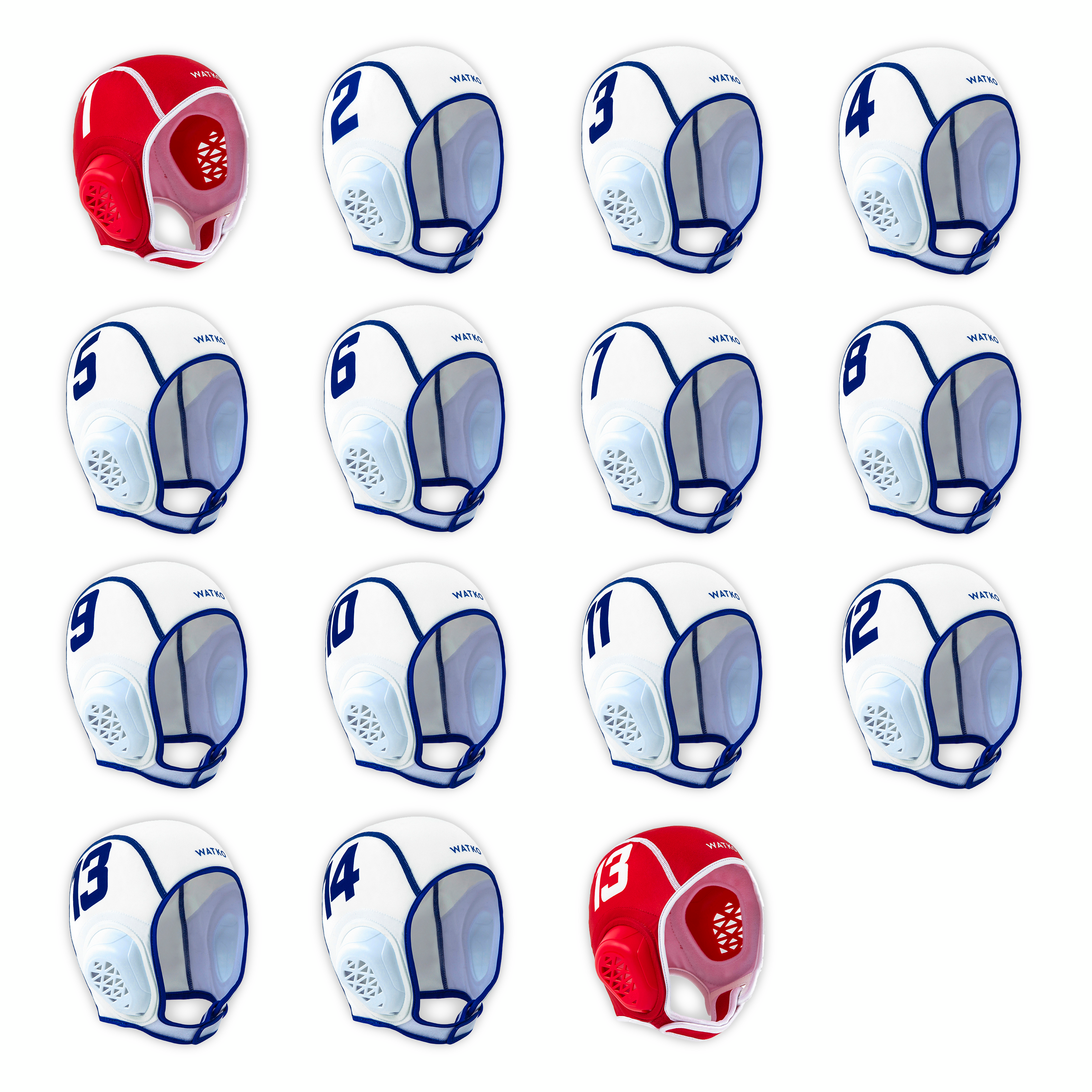 Lot de 15 bonnets water polo junior easyplay blanc