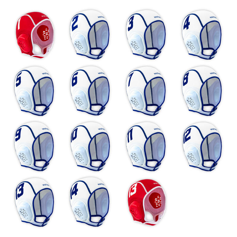 Set of 15 white Easyplay kid's water polo caps
