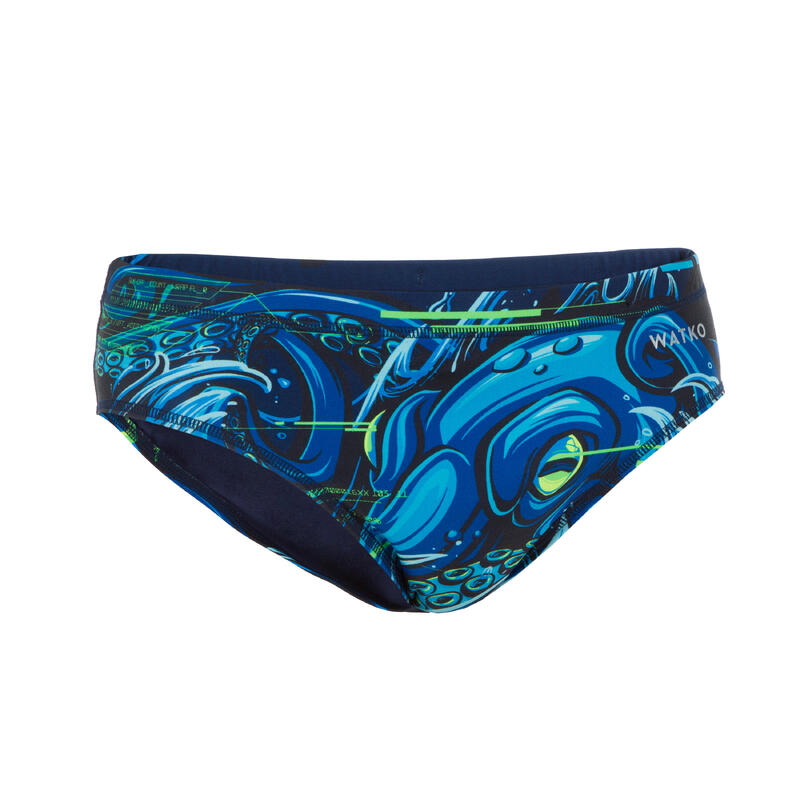 MEN'S WATER POLO SWIMMING BRIEFS - OCTOPUS BLUE