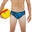 MEN'S WATER POLO SWIMMING BRIEFS - OCTOPUS BLUE