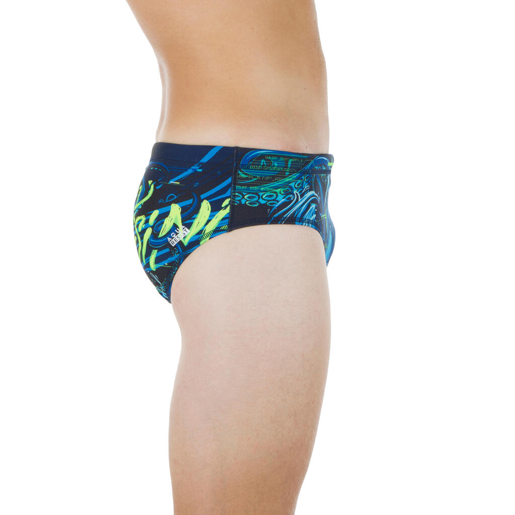 MEN'S WATER POLO SWIMMING BRIEFS - OCTOPUS BLUE