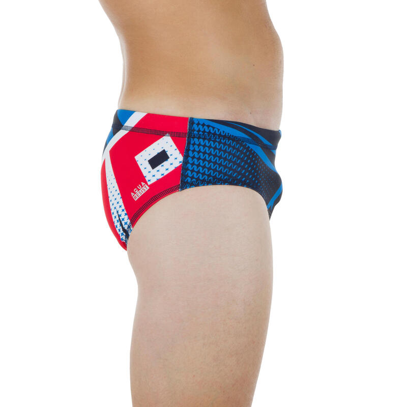 SLIP DE BAIN WATER POLO HOMME MOTOCROSS BLEU