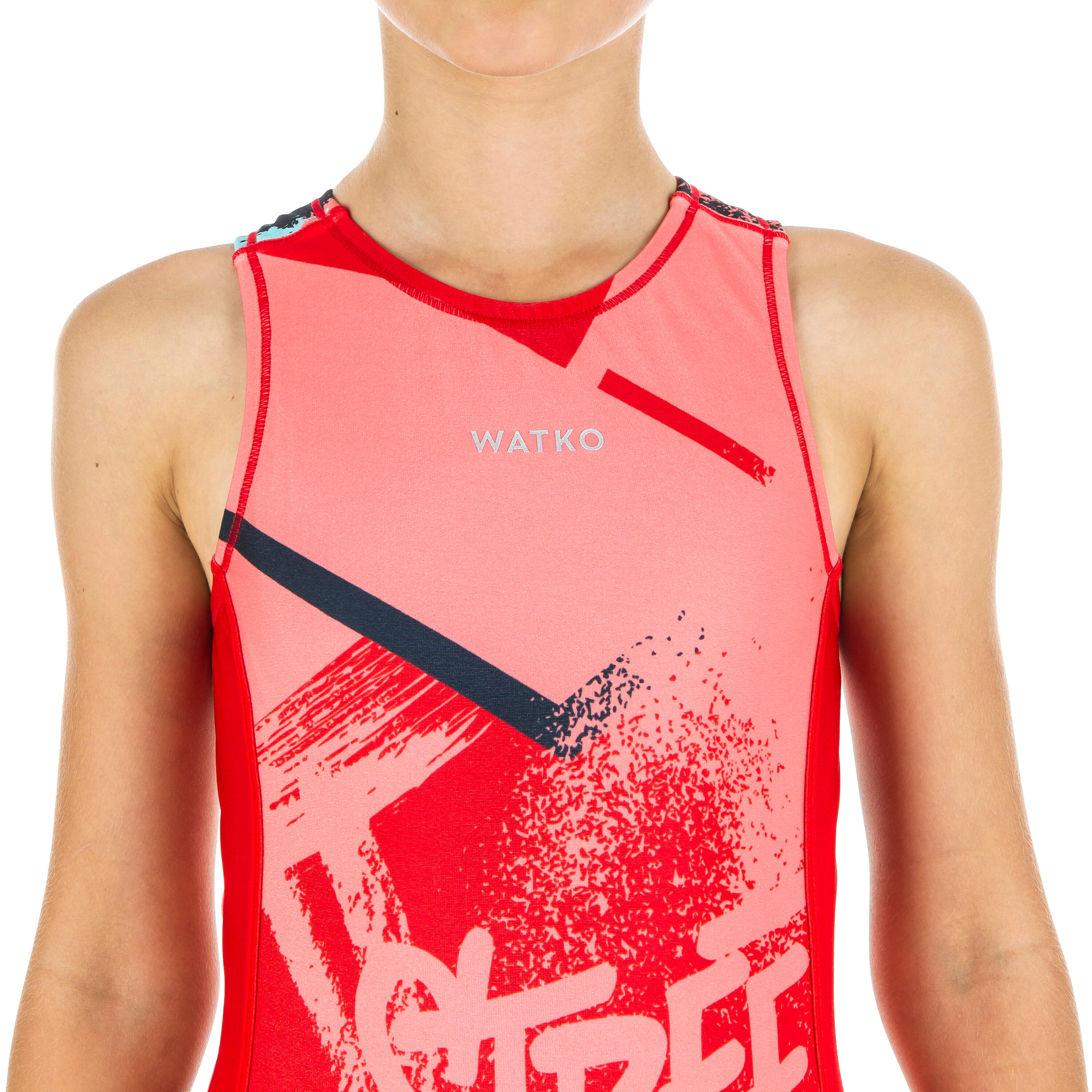 GIRL'S ONE-PIECE WATER POLO SWIMSUIT - STREET RED 3/6