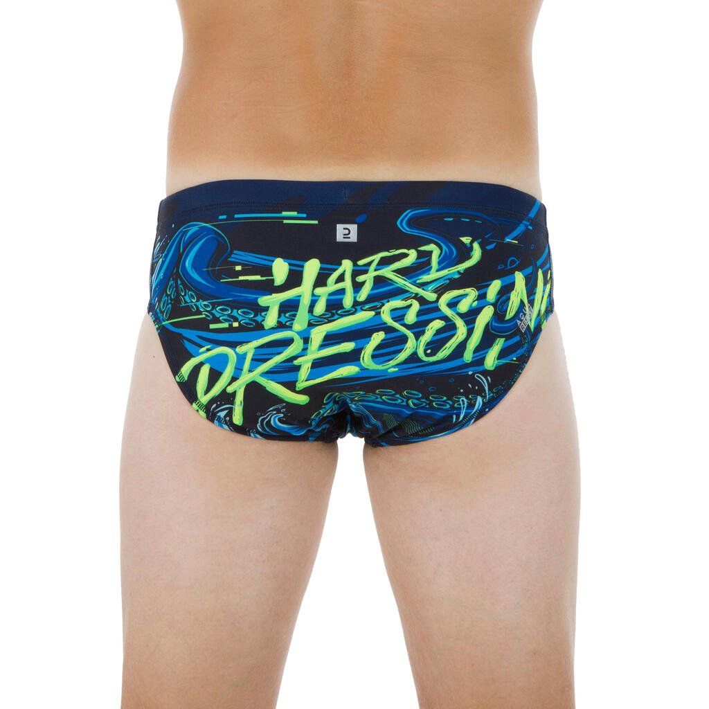 MEN'S WATER POLO SWIMMING BRIEFS - OCTOPUS BLUE