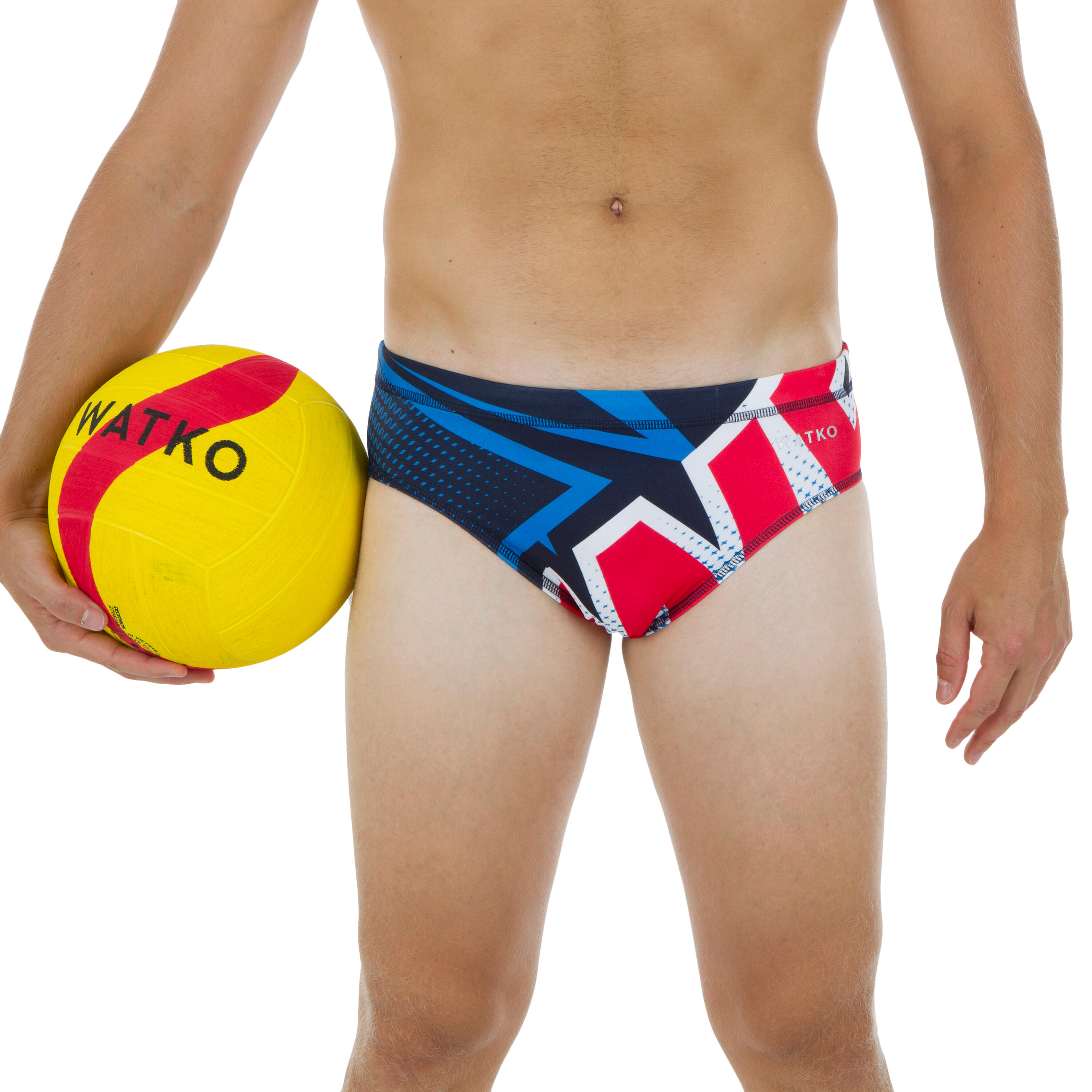 MEN'S WATER POLO SWIMMING BRIEFS - MOTOCROSS BLUE 1/5