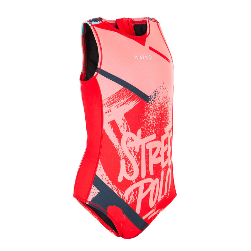Crveni jednodelni kupaći kostim za devojčice - za vaterpolo