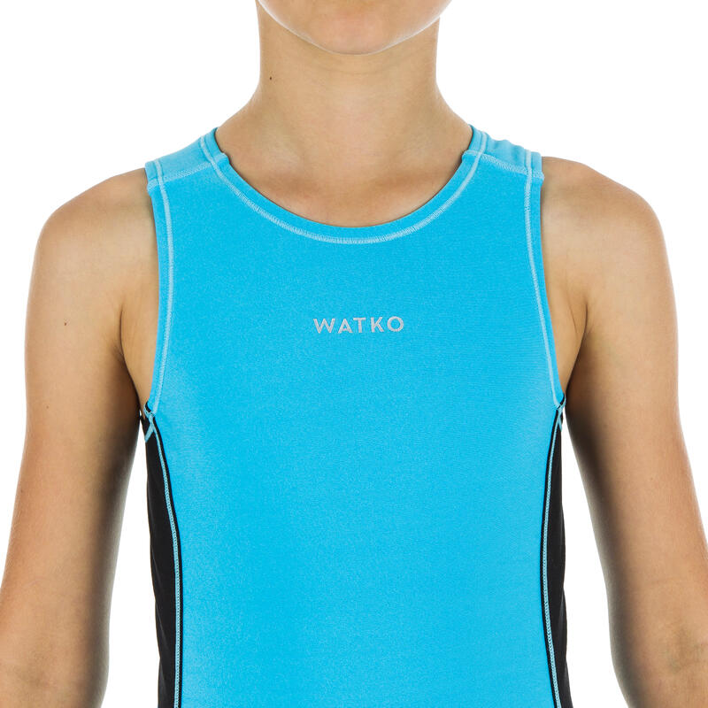 GIRL'S ONEPIECE WATER POLO SWIMSUIT LIGHT BLUE Decathlon