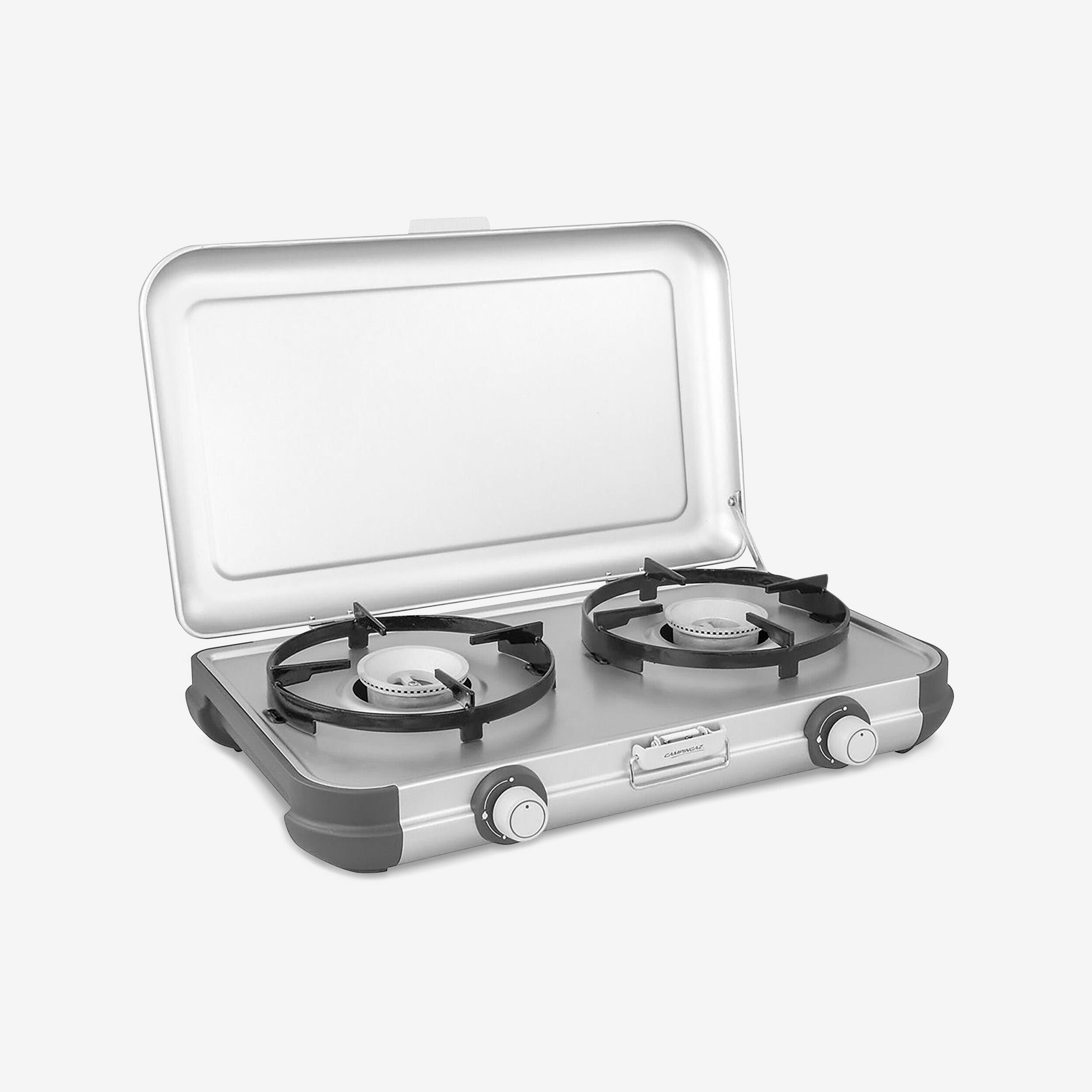 Fogareiro campismo com 2 bicos a gás campingaz kitchen kit cv