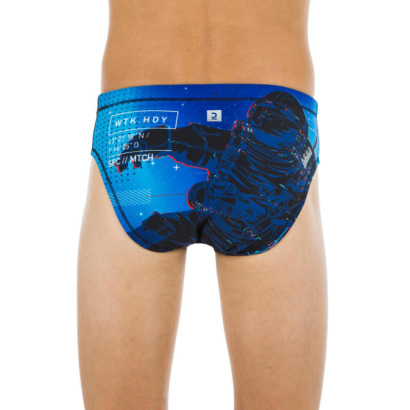 Badehose Slip Jungen Wasserball - Space blau