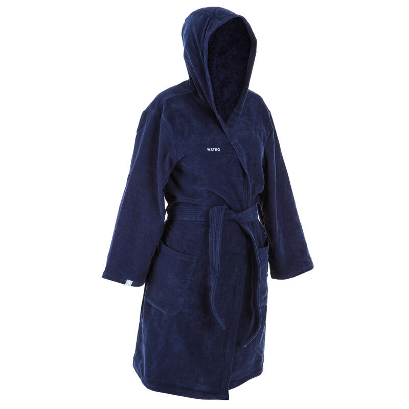 Women's Water Polo Thick Cotton Pool Bathrobe Dark Blue