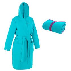 Kids Microfibre Bathrobe And Towel Set L 80 X 130 Cm Watko Decathlon