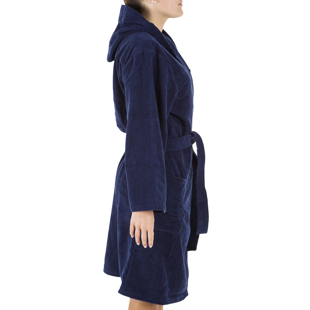 WOMEN'S WATER POLO THICK COTTON POOL BATHROBE - DARK BLUE