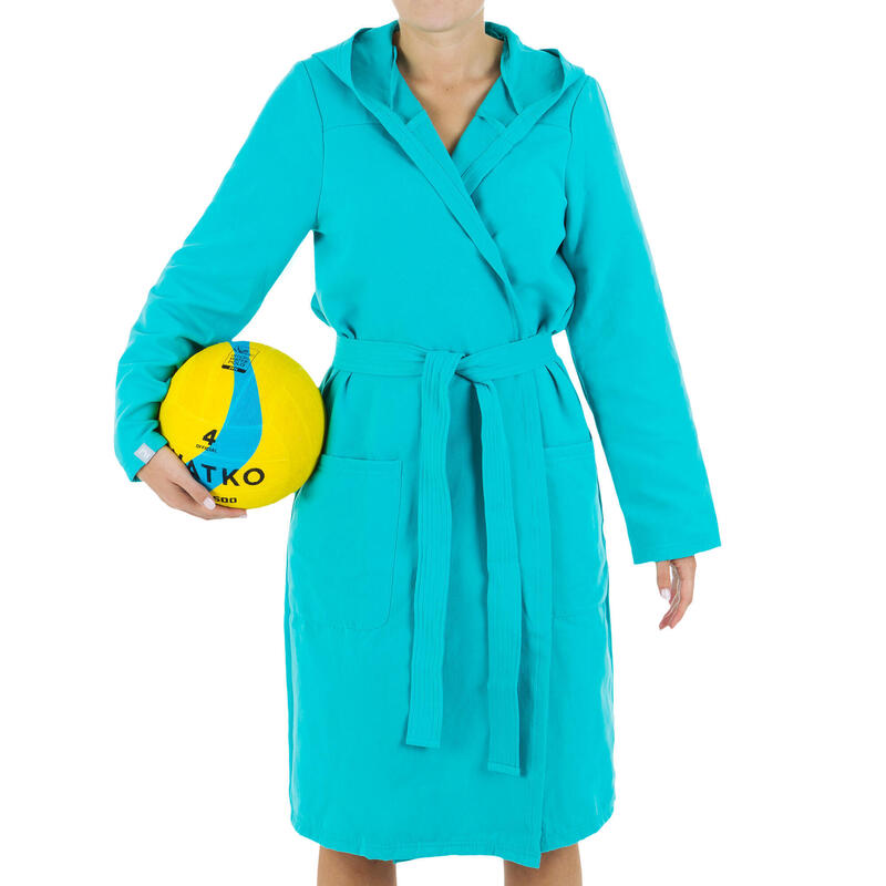 Compacte set met badjas en handdoek dames microvezel L 80x130 cm turquoise