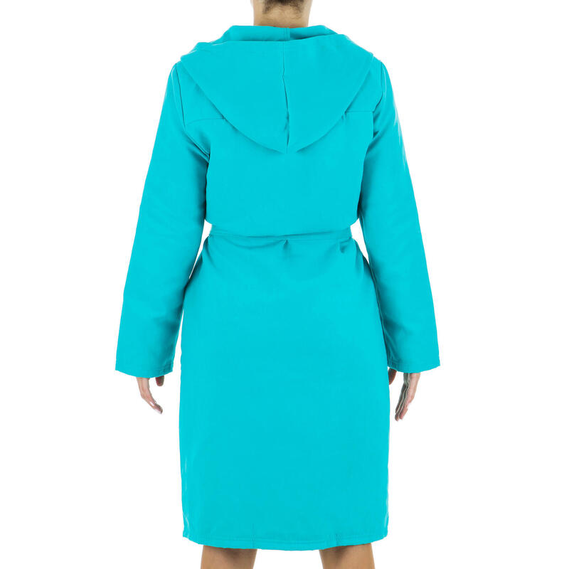 Compacte set met badjas en handdoek dames microvezel L 80x130 cm turquoise