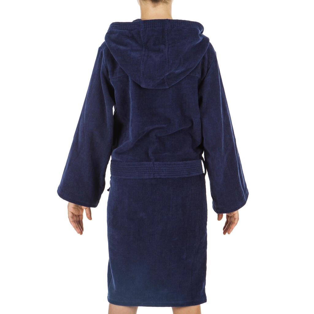 KIDS' WATER POLO THICK COTTON POOL BATHROBE - NAVY BLUE