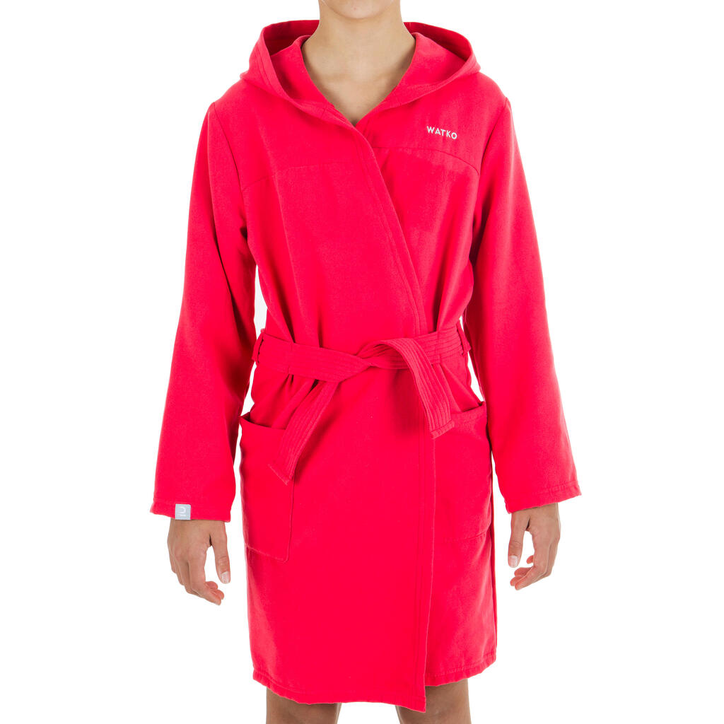 Kids' Compact Microfibre Bathrobe and Towel Set L (80 x 130 cm) - Red