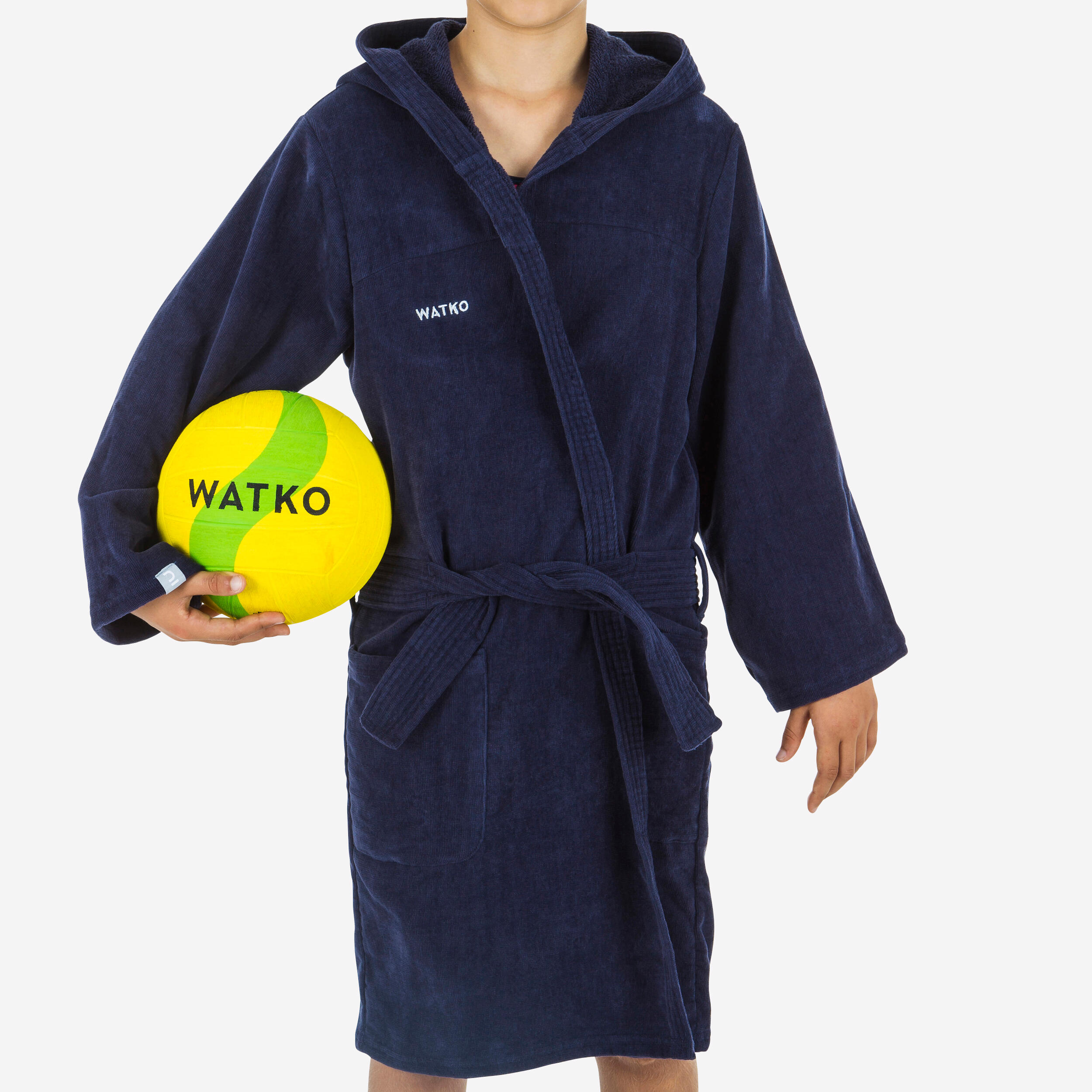 Watko - Peignoir De Bain Enfant Water Polo Coton Epais Bleu Marine - Peignoir De Bain - Natation - Bleu - 8 À 10 Ans - Decathlon