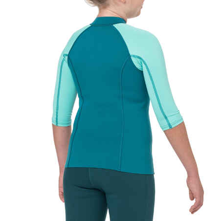 Kids anti-UV short-sleeved 1.5 mm neoprene top - turquoise