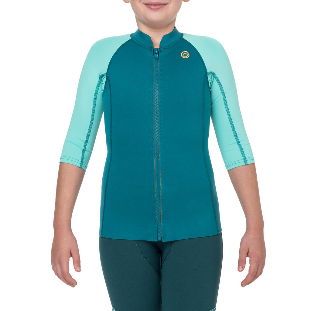 Kids’ Short-Sleeve Neoprene Top 500 - Turquoise
