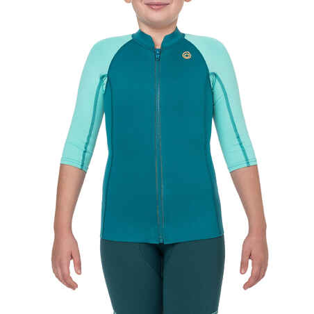 Kids anti-UV short-sleeved 1.5 mm neoprene top - turquoise