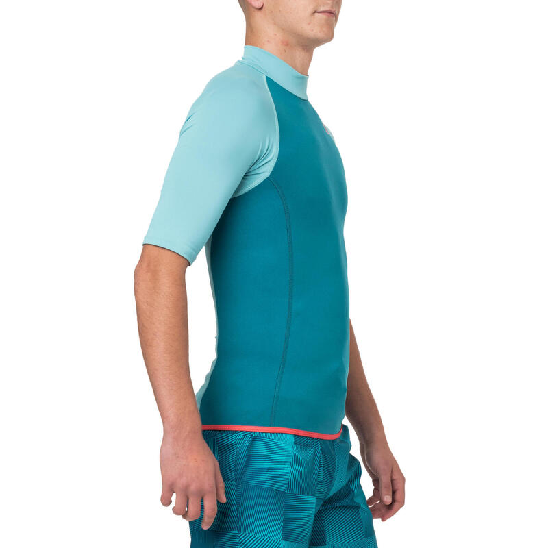 Men's Short Sleeve Neoprene Thermal Top 100 Turquoise