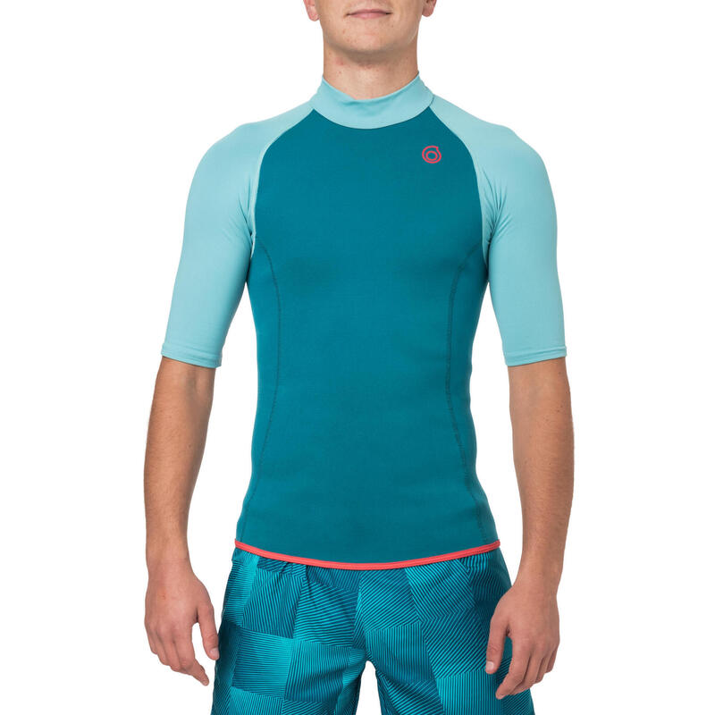 Men's Short Sleeve Neoprene Thermal Top 100 Turquoise