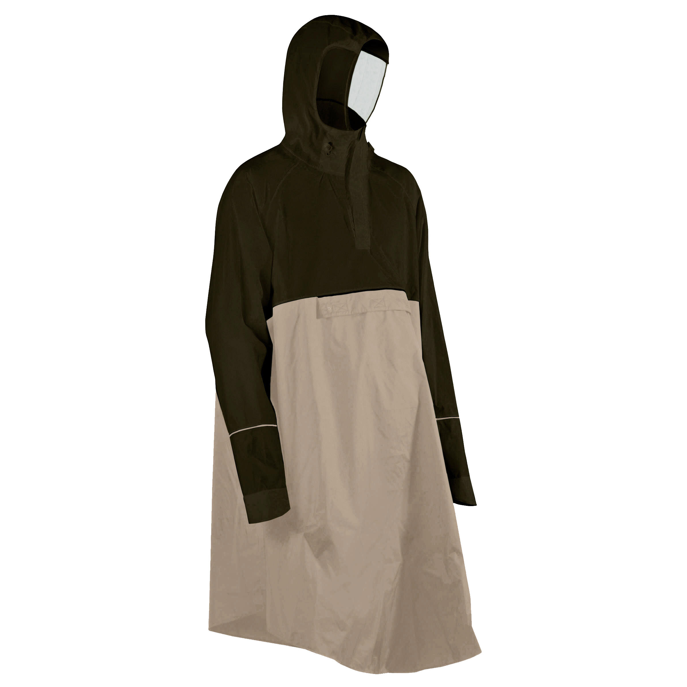 900 Cycling Rain Poncho - Khaki/Linen 1/8