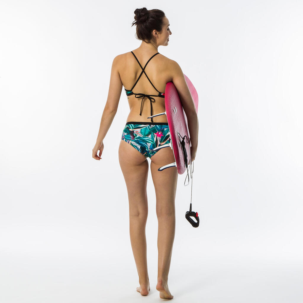 Women's ANDREA surfing crop top with open back - NAVY WHITE GREY