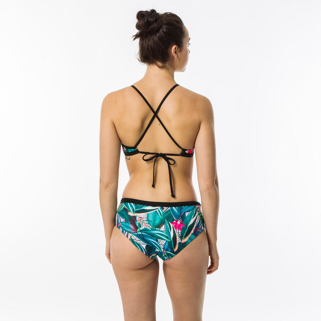 Women's ANDREA surfing crop top with open back - NAVY WHITE GREY