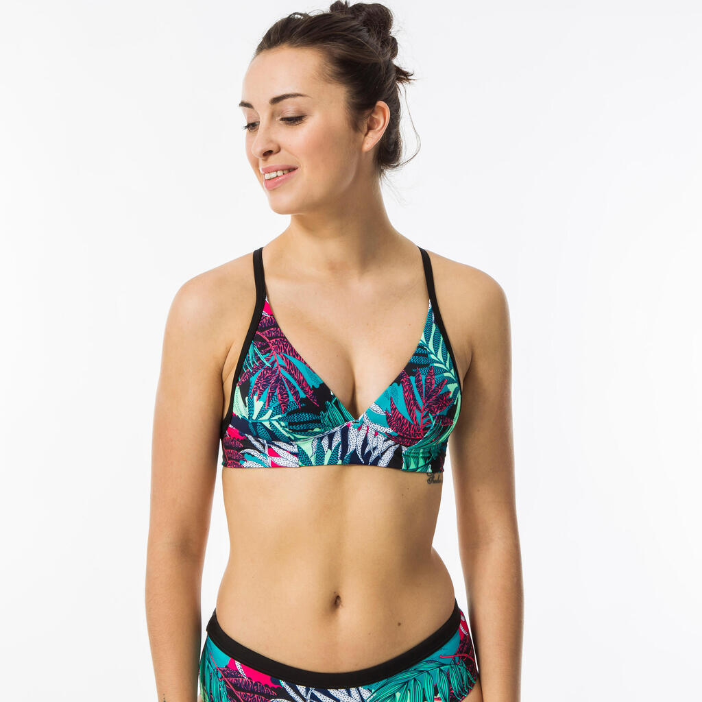 Women's surfing swimsuit bikini top with adjustable back BEA LOVINA BLEUE